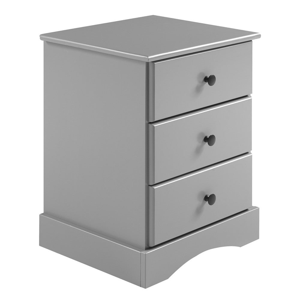 Classic 3 Drawer Solid Wood Top Nightstand - Gray