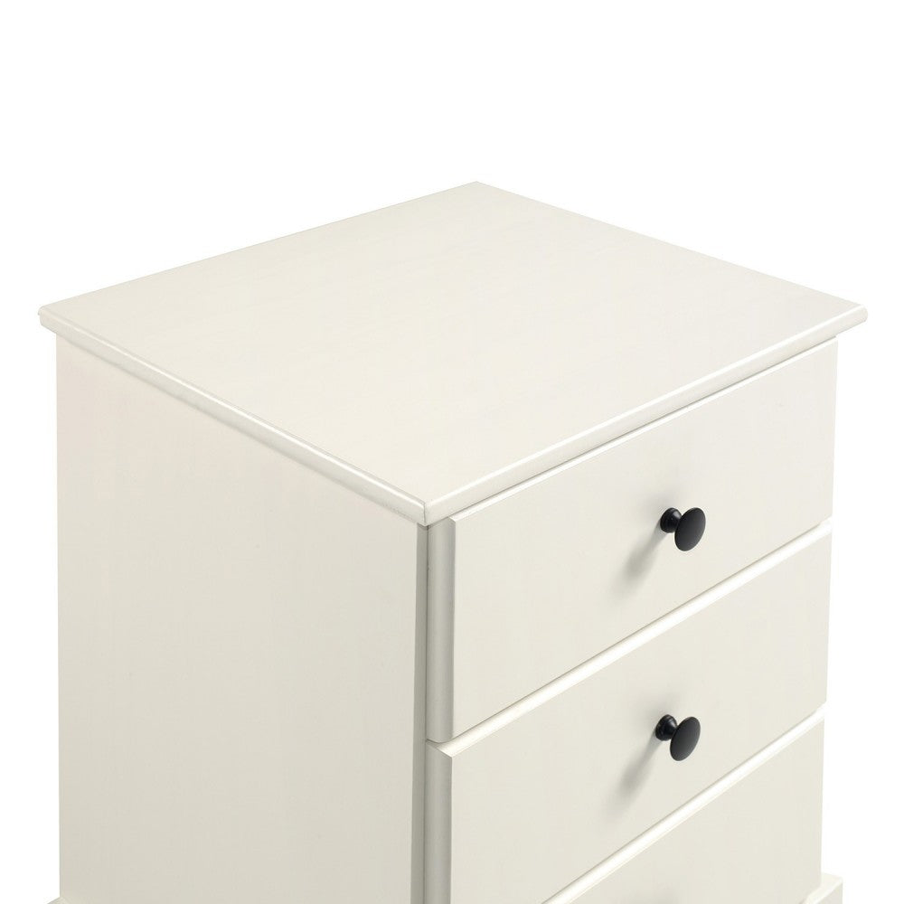 Classic 3 Drawer Solid Wood Top Nightstand - White