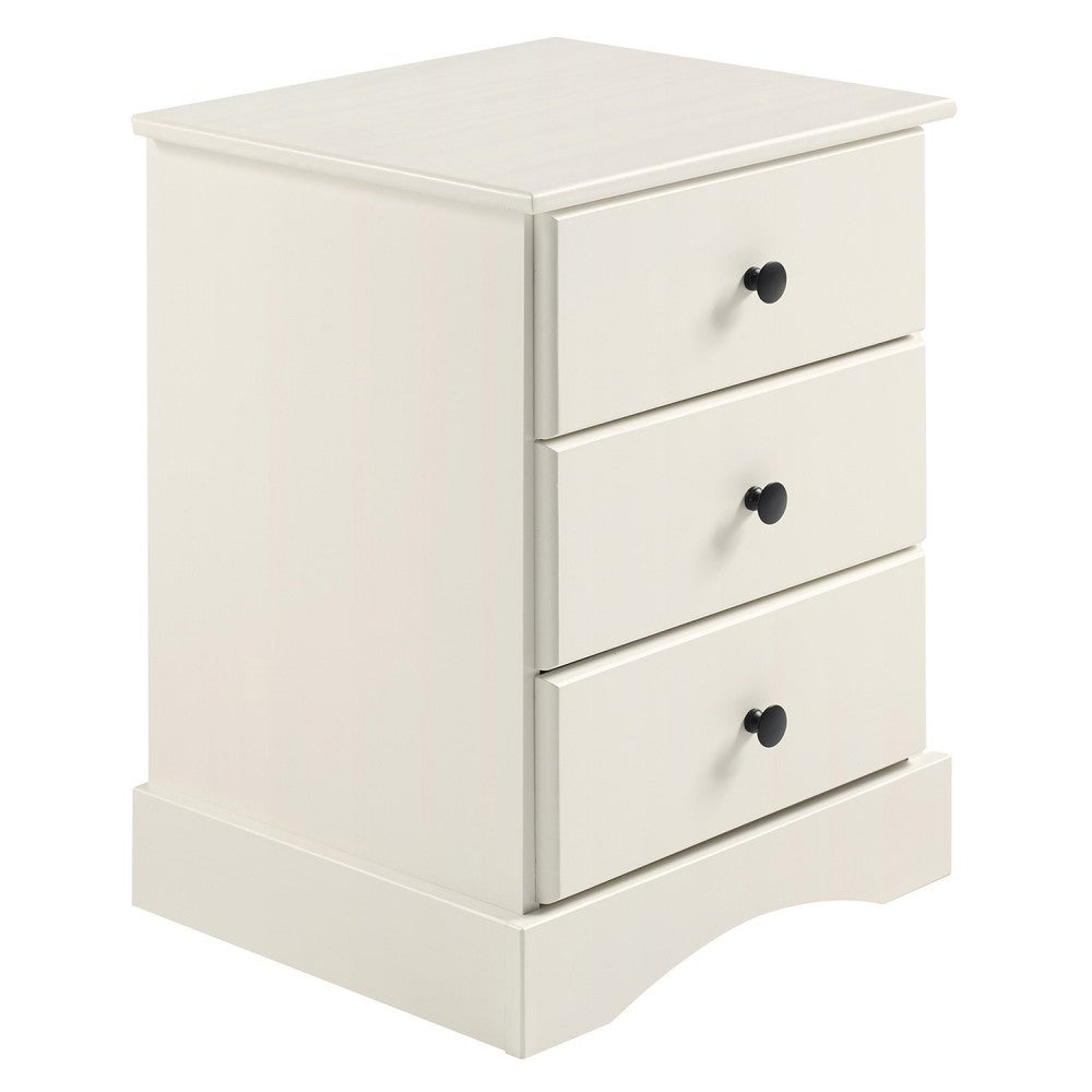 Classic 3 Drawer Solid Wood Top Nightstand - White