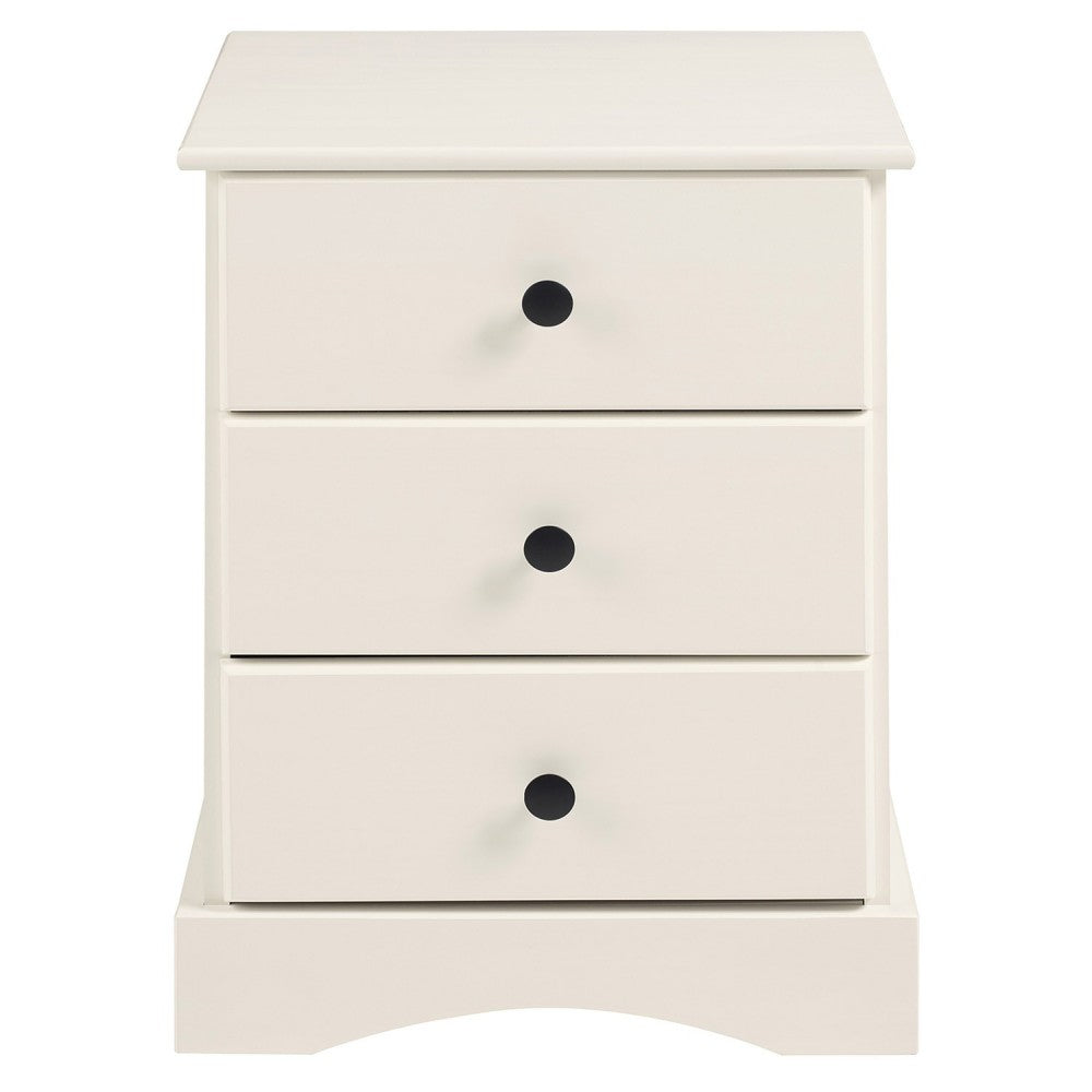 Classic 3 Drawer Solid Wood Top Nightstand - White