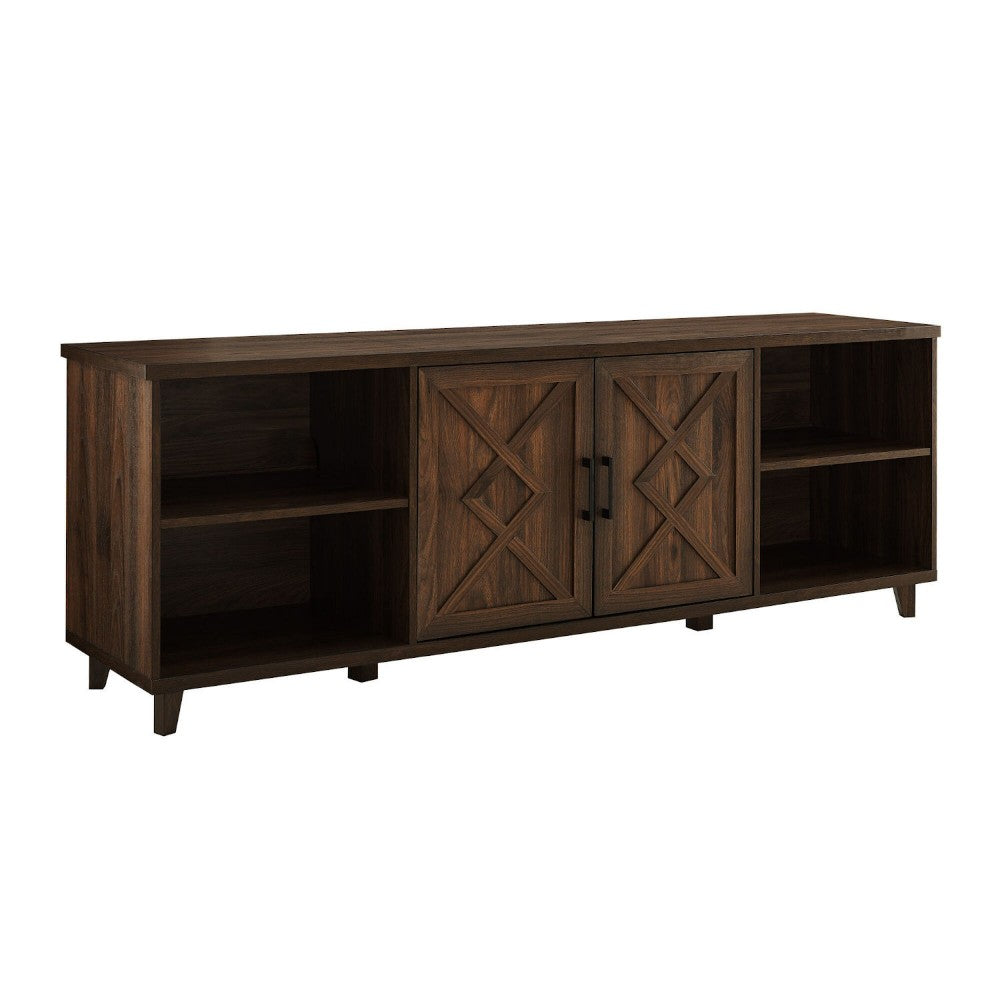 Classic Detailed-Door TV Stand for TVs up to 80" - Dark Walnut