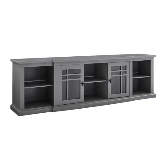 Classic Detailed Glass-Door Storage TV Stand for TVs up to 88" - Gray