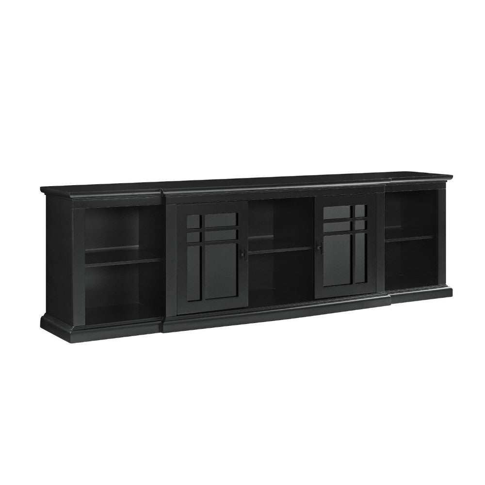 Classic Detailed Glass-Door Storage TV Stand for TVs up to 88" - Black