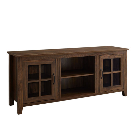 Classic Glass Door TV Console for TVs up to 65" - Dark Walnut