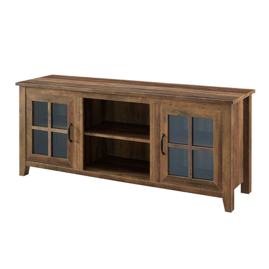 Classic Glass Door TV Console for TVs up to 65" - Rustic Oak