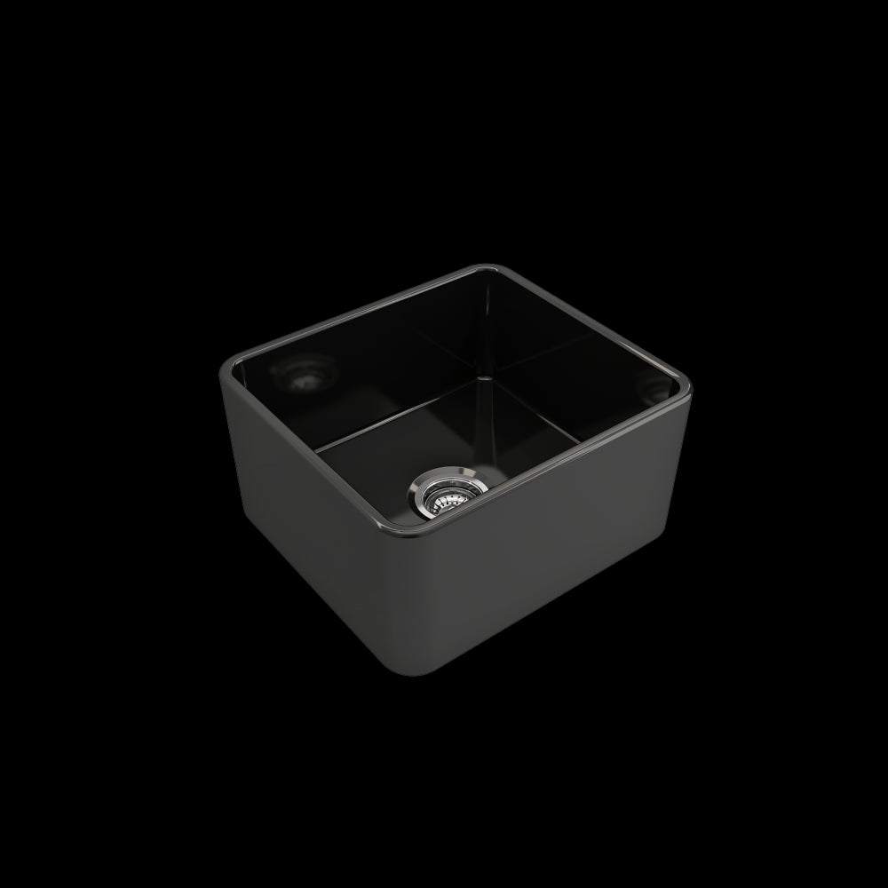 Classico Farmhouse Apron Front Fireclay 20 in. Single Bowl Kitchen Sink with Protective Bottom Grid and Strainer in Black