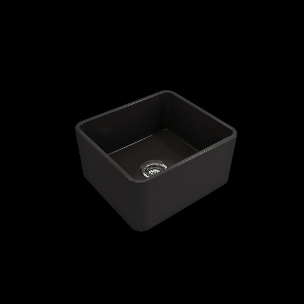 Classico Farmhouse Apron Front Fireclay 20 in. Single Bowl Kitchen Sink with Protective Bottom Grid and Strainer in Matte Black