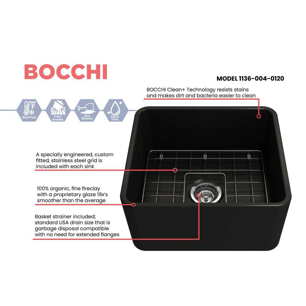 Classico Farmhouse Apron Front Fireclay 20 in. Single Bowl Kitchen Sink with Protective Bottom Grid and Strainer in Matte Black