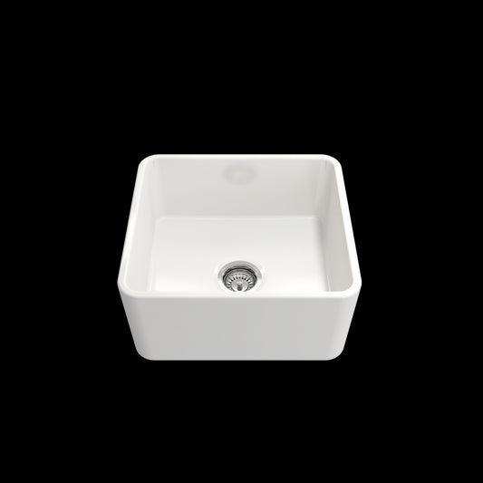 Classico Farmhouse Apron Front Fireclay 20 in. Single Bowl Kitchen Sink with Protective Bottom Grid and Strainer in White