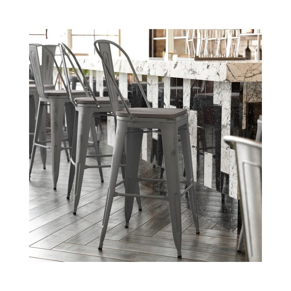 Clear Coat 30" Stool-Gray Seat