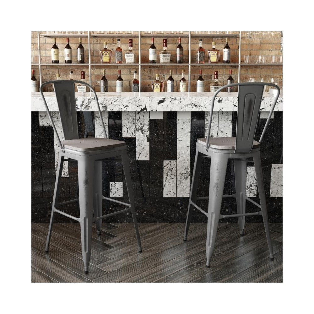 Clear Coat 30" Stool-Gray Seat