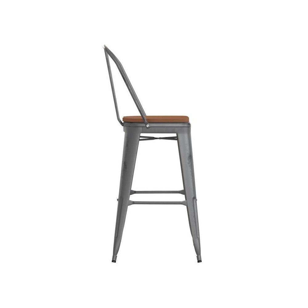 Clear Coat 30" Stool-Teak Seat