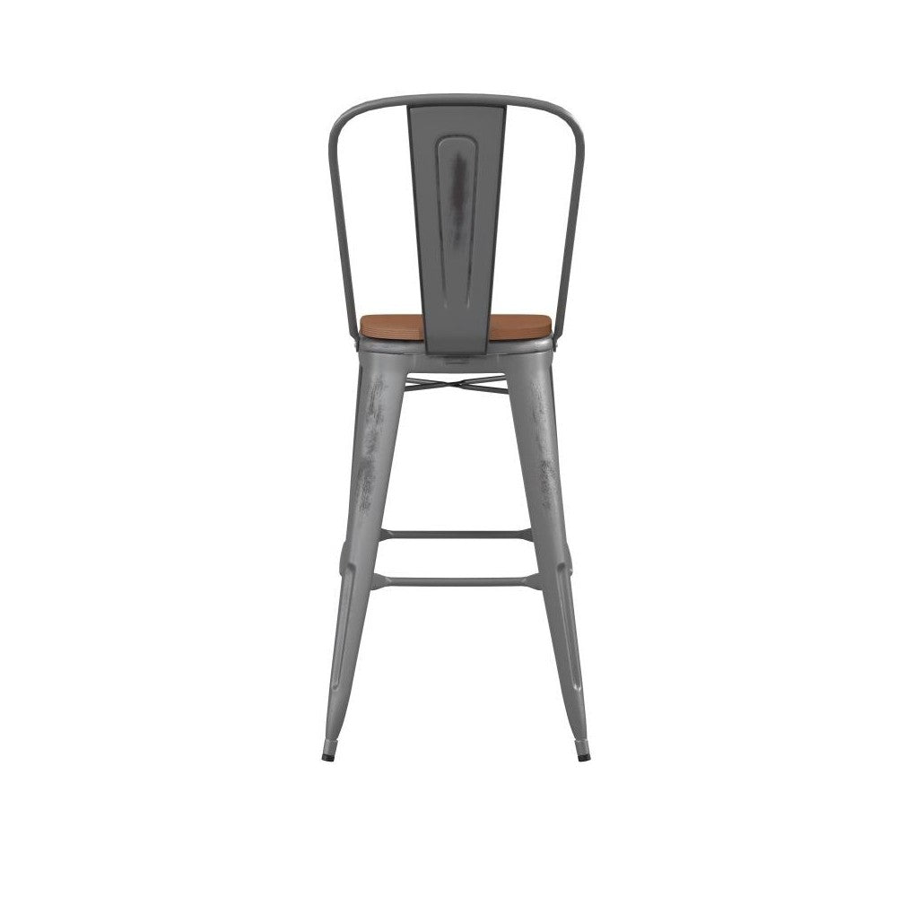 Clear Coat 30" Stool-Teak Seat