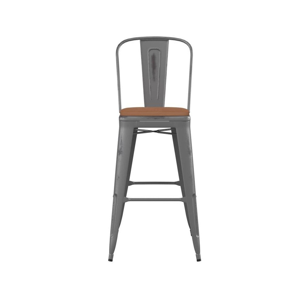 Clear Coat 30" Stool-Teak Seat
