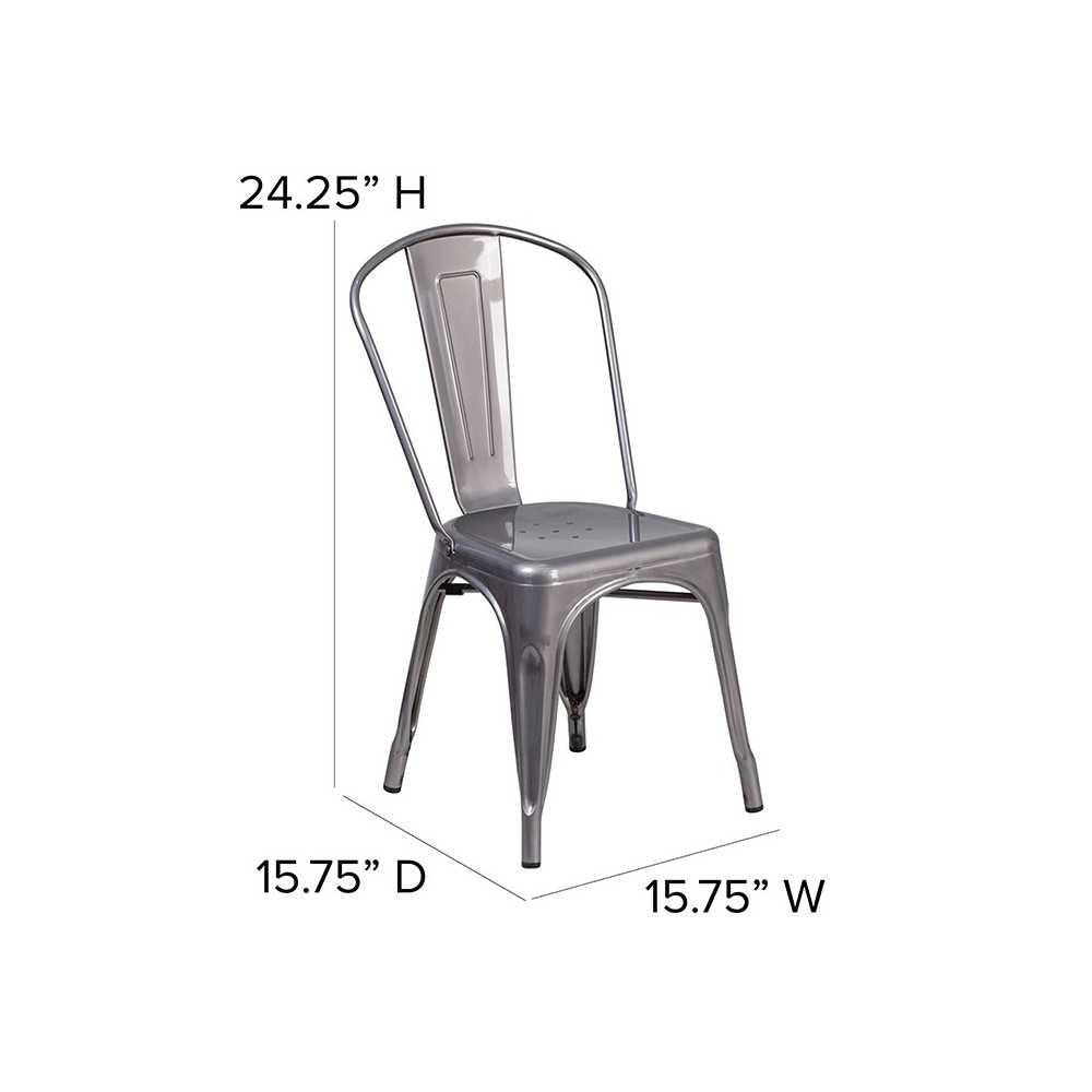Clear Coated Metal Indoor Stackable Chair