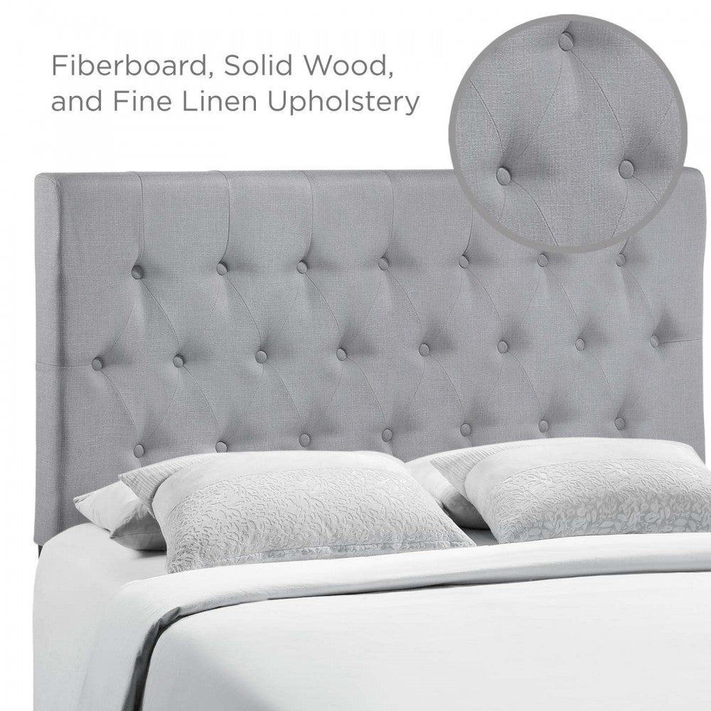 Clique Queen Upholstered Fabric Headboard, Sky Gray