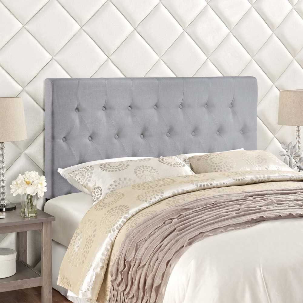 Clique Queen Upholstered Fabric Headboard, Sky Gray