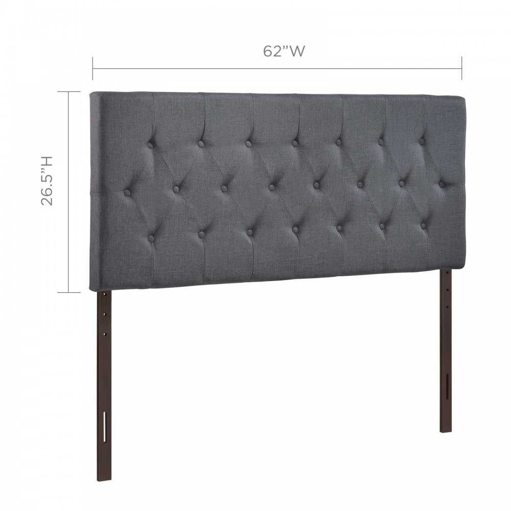 Clique Queen Upholstered Fabric Headboard, Smoke