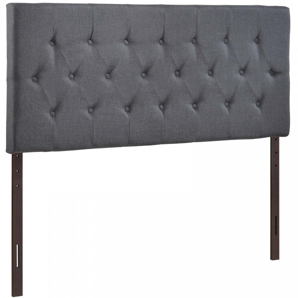 Clique Queen Upholstered Fabric Headboard, Smoke