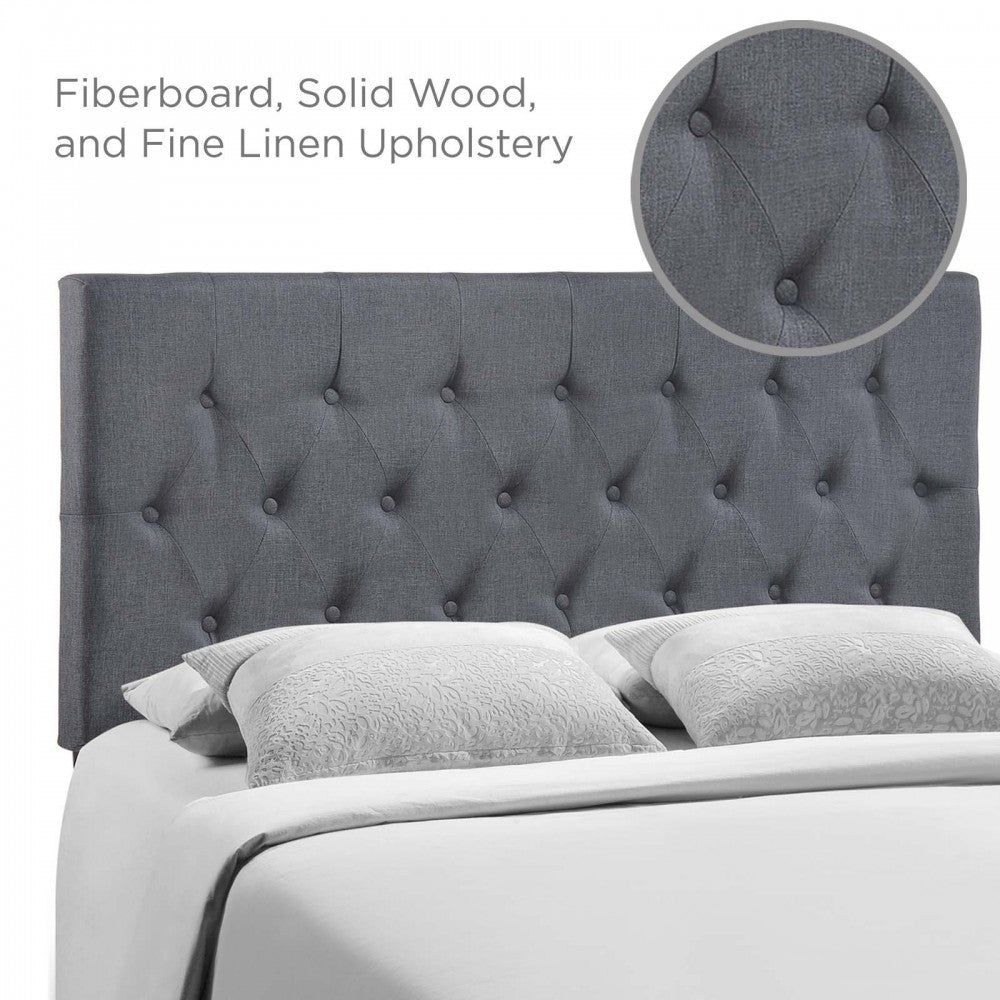 Clique Queen Upholstered Fabric Headboard, Smoke