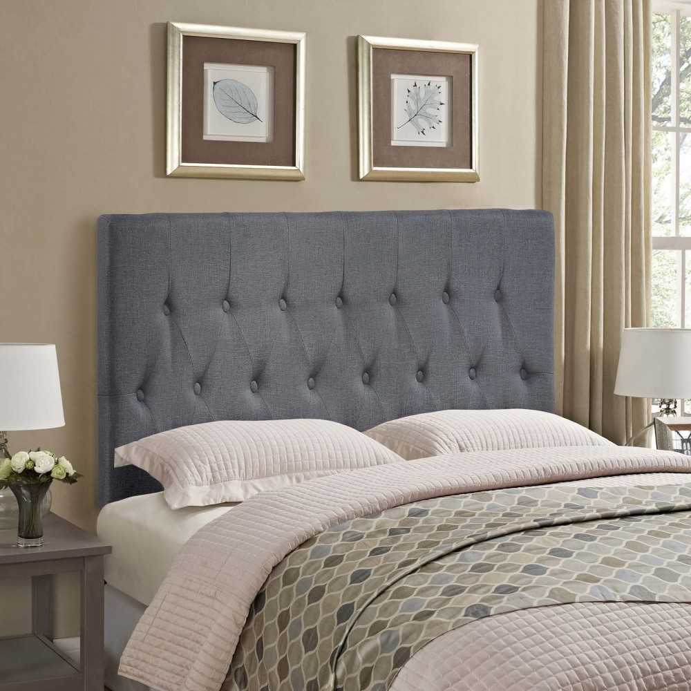 Clique Queen Upholstered Fabric Headboard, Smoke