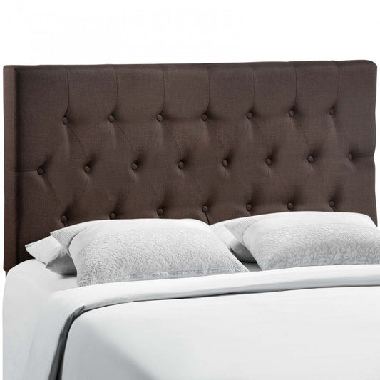 Clique Queen Upholstered Fabric Headboard, Dark Brown