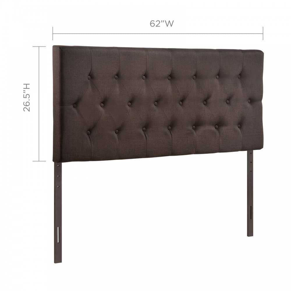 Clique Queen Upholstered Fabric Headboard, Dark Brown