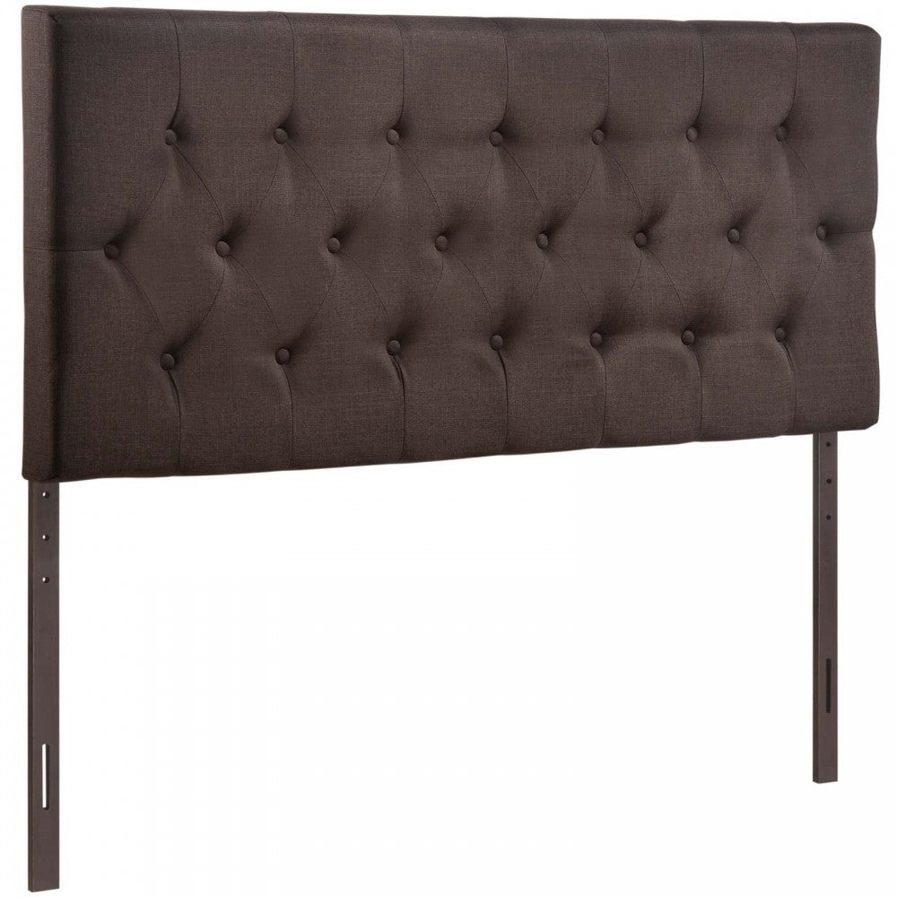 Clique Queen Upholstered Fabric Headboard, Dark Brown