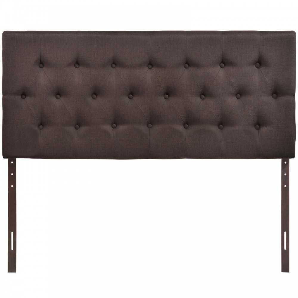 Clique Queen Upholstered Fabric Headboard, Dark Brown