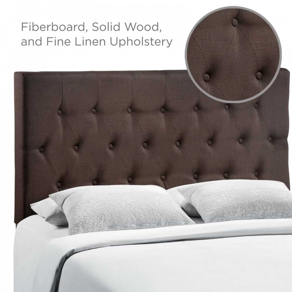 Clique Queen Upholstered Fabric Headboard, Dark Brown