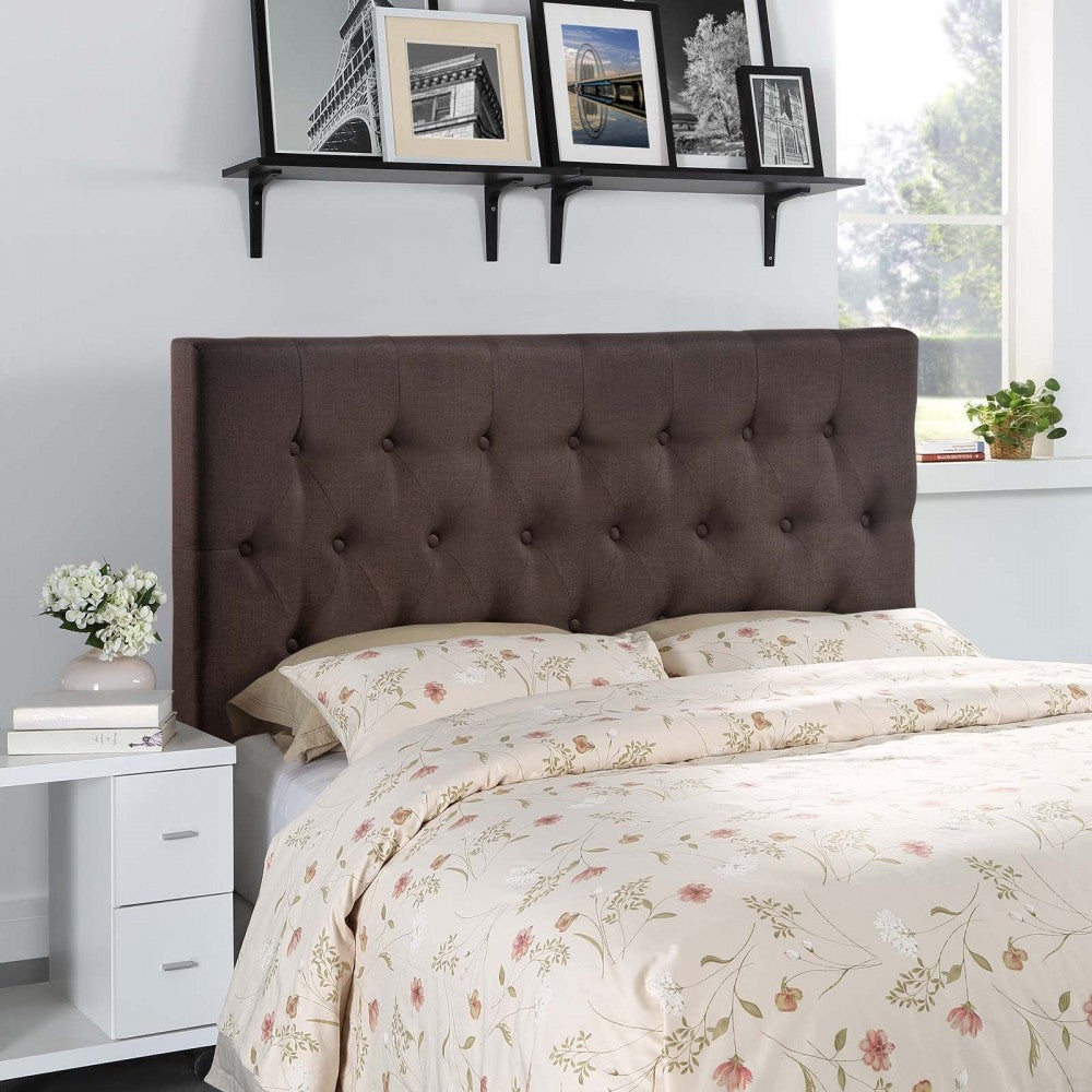 Clique Queen Upholstered Fabric Headboard, Dark Brown