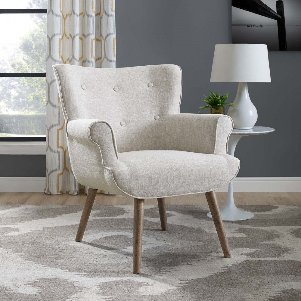 Cloud Upholstered Armchair, White, EEI-2941-BEI