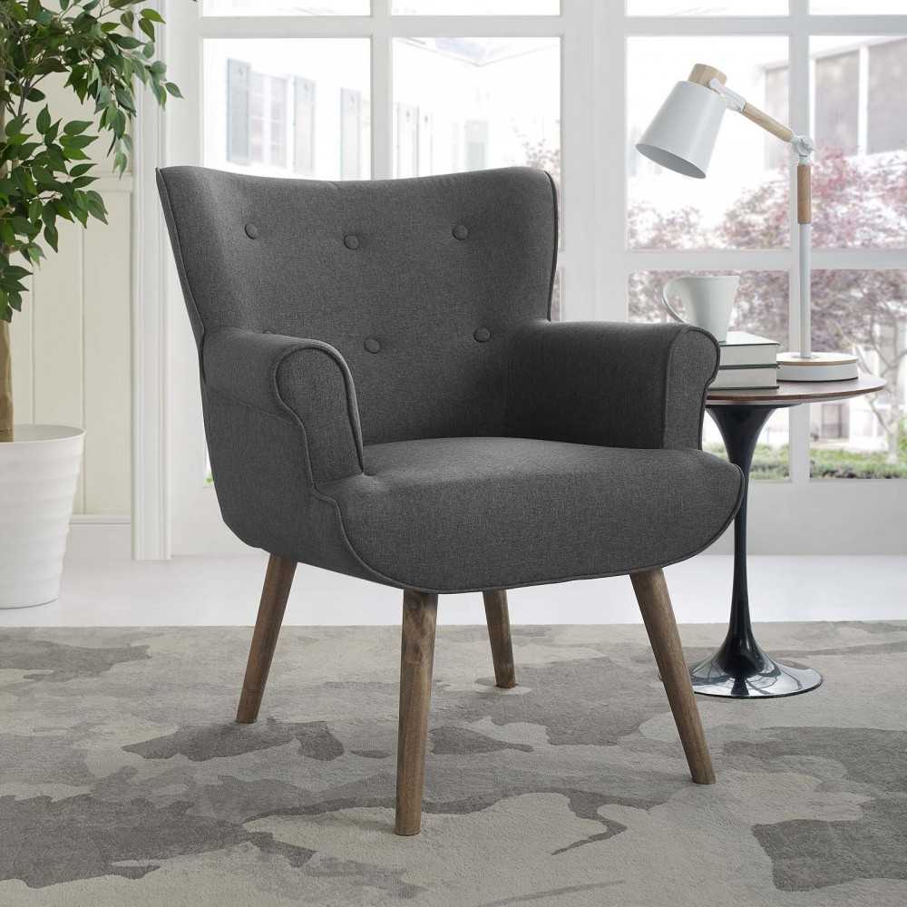 Cloud Upholstered Armchair, White, EEI-2941-GRY