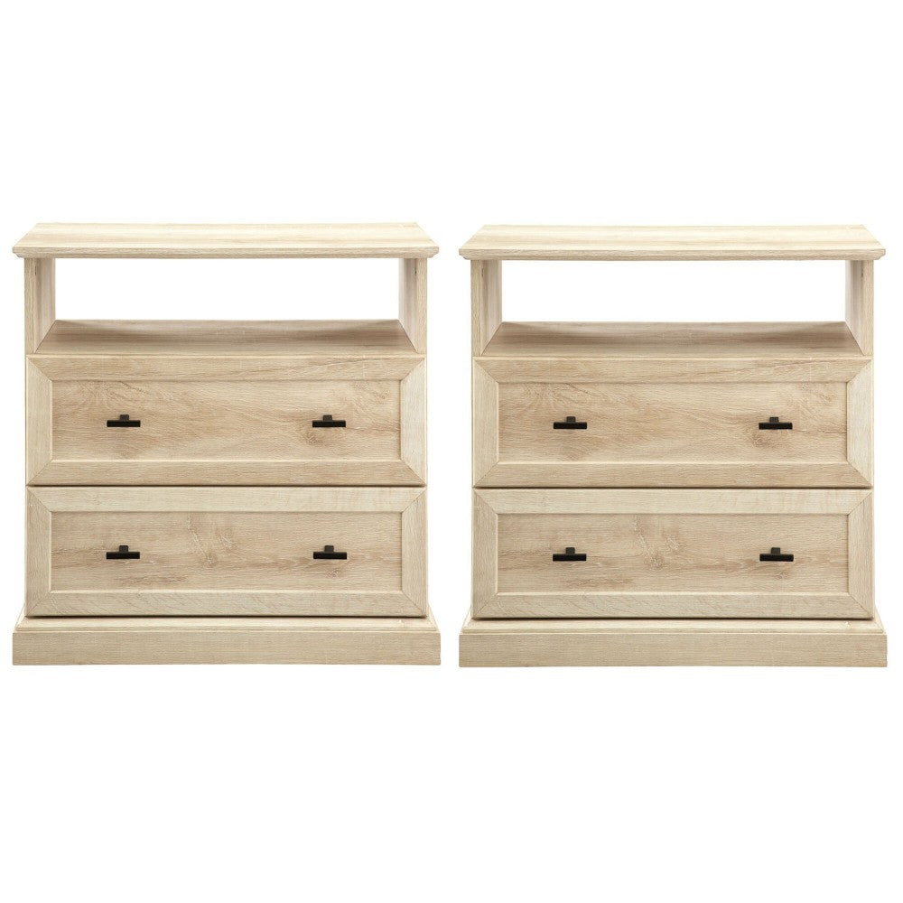 Clyde Classic 2 Drawer Nightstand Set - White Oak