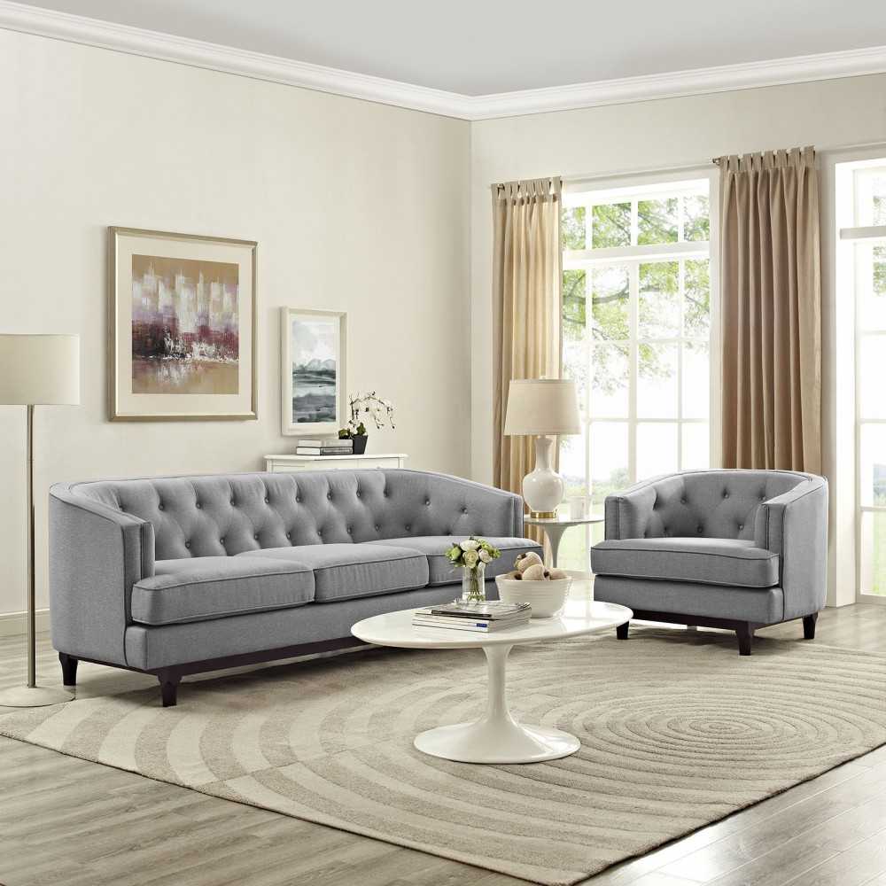 Coast Living Room Set Set of 2, Light Gray