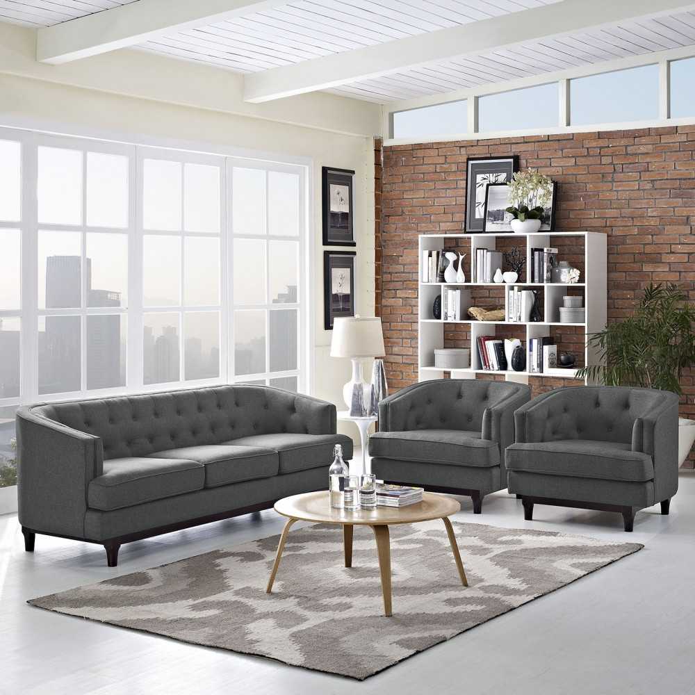 Coast Living Room Set Set of 3, Gray