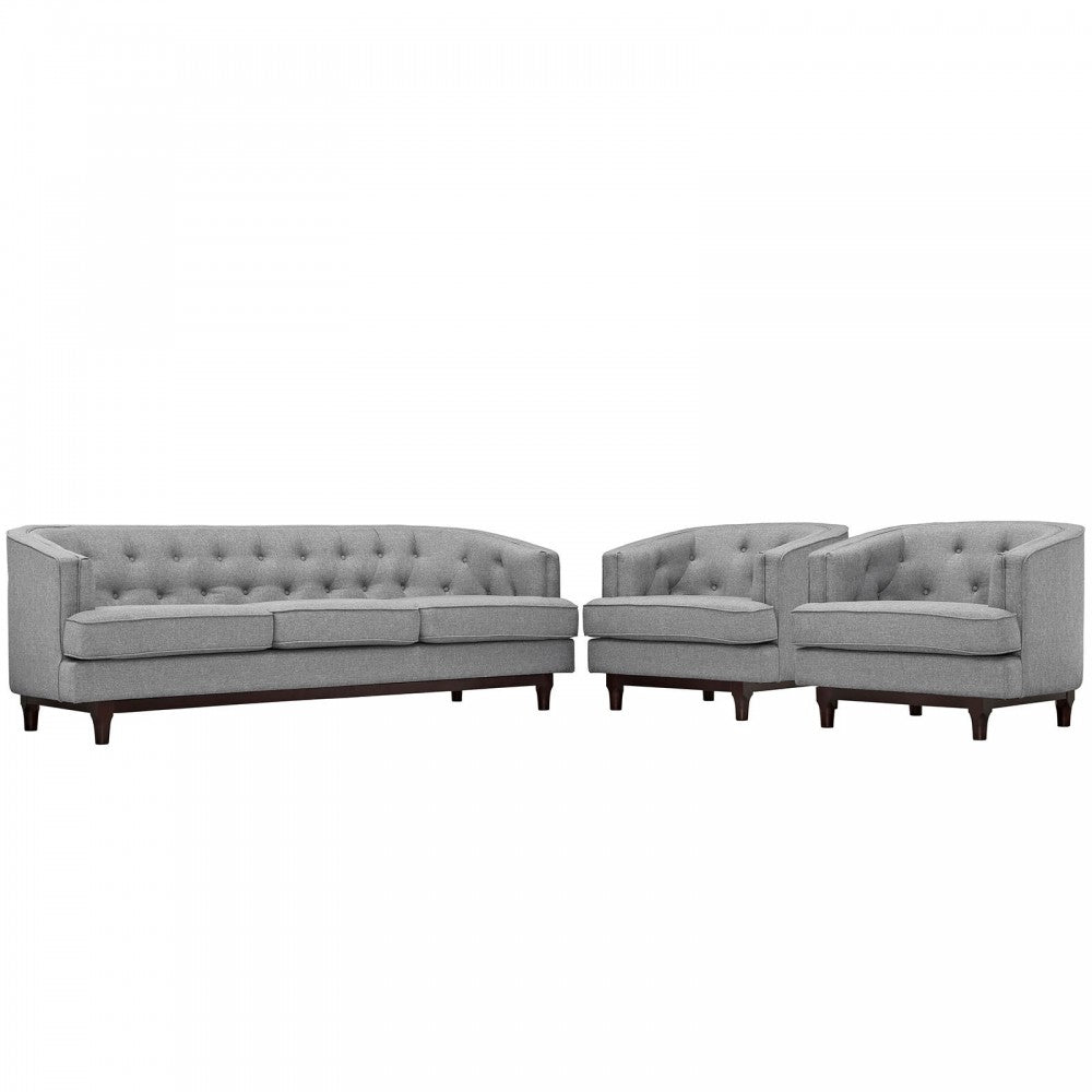 Coast Living Room Set Set of 3, Light Gray