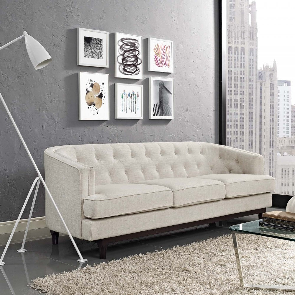 Coast Upholstered Fabric Sofa, Beige