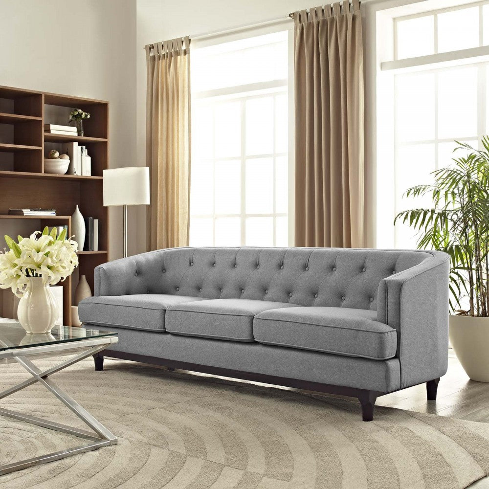 Coast Upholstered Fabric Sofa, Light Gray