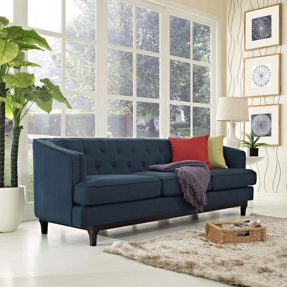 Coast Upholstered Fabric Sofa, Azure