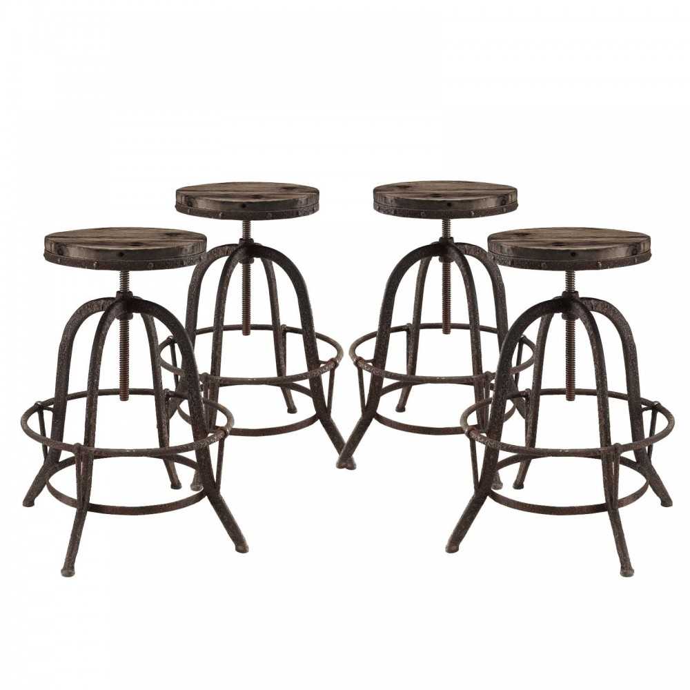 Collect Bar Stool Set of 4, Brown