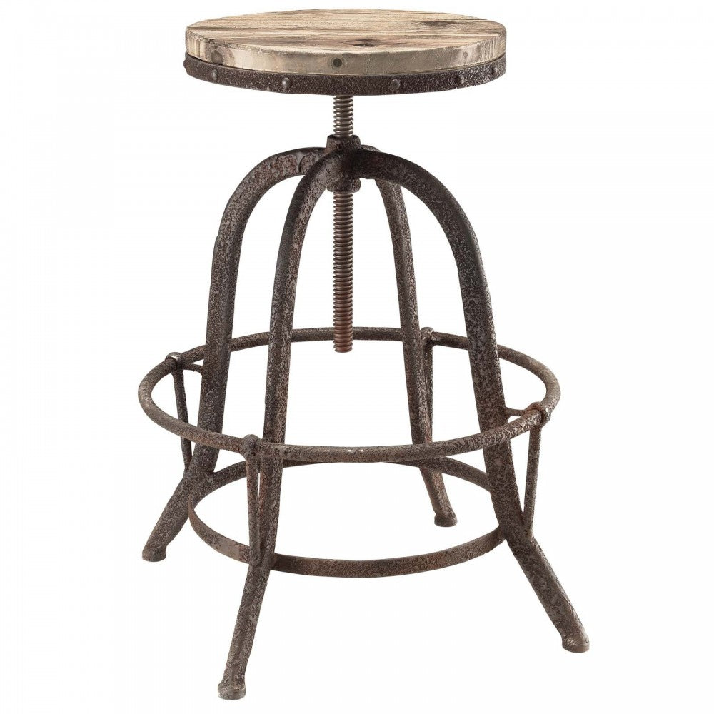 Collect Wood Top Bar Stool, Brown