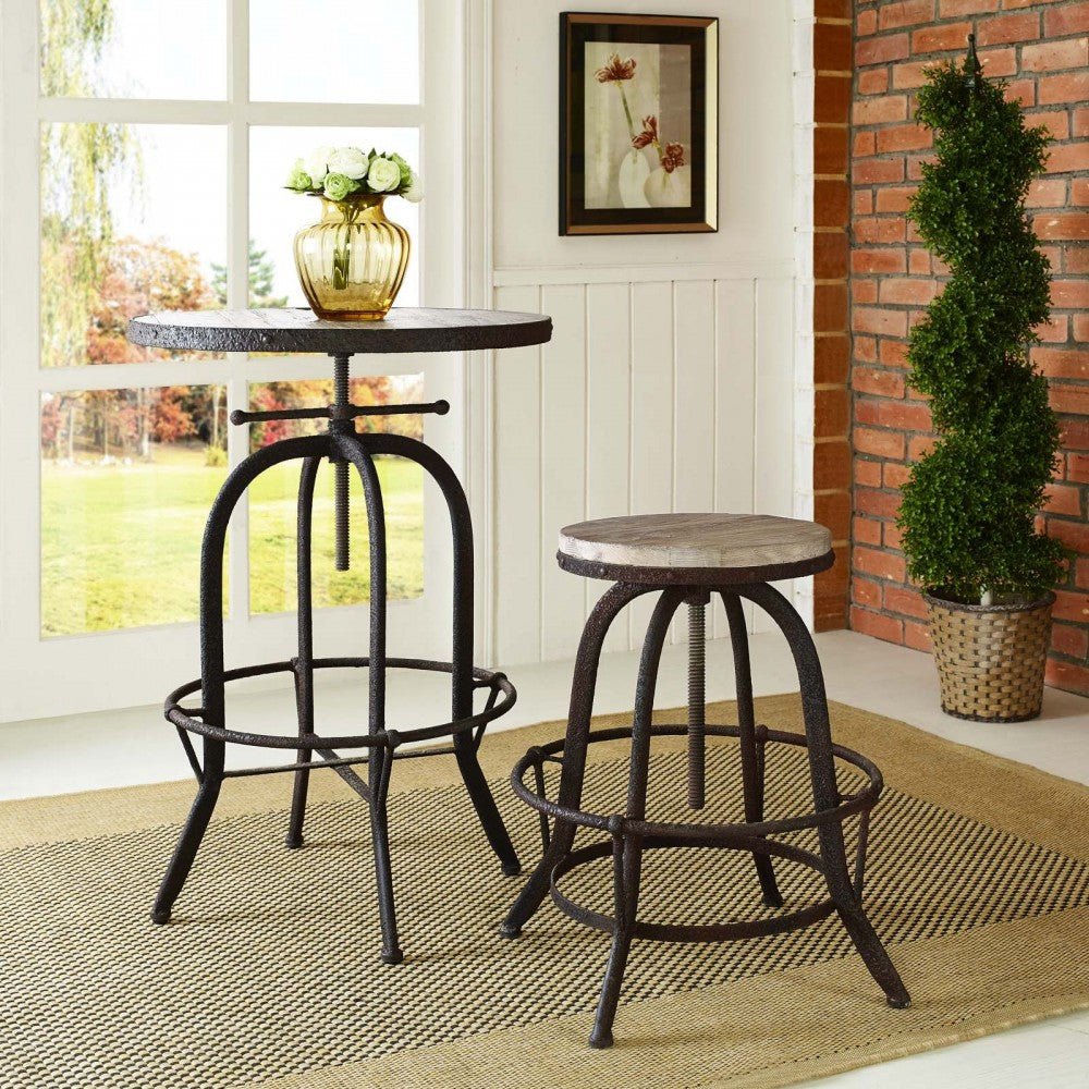 Collect Wood Top Bar Stool, Brown