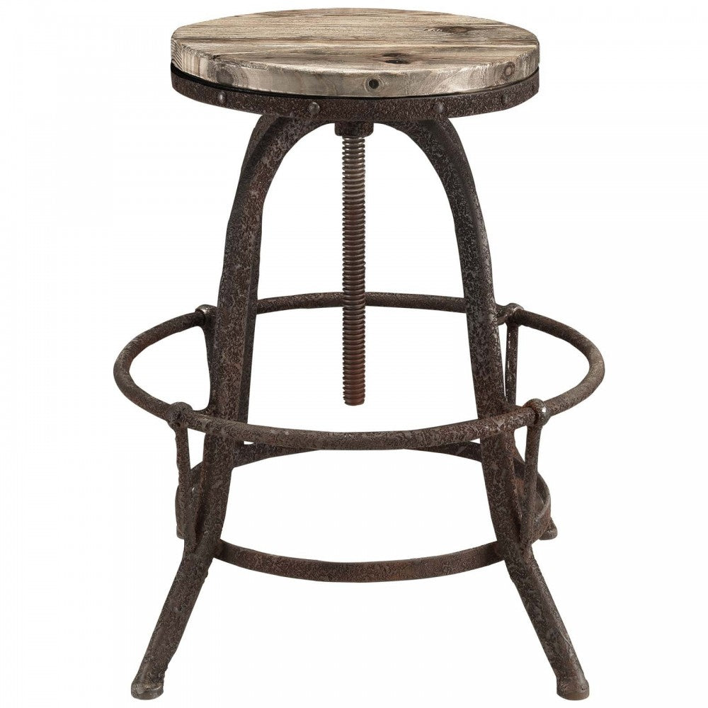 Collect Wood Top Bar Stool, Brown