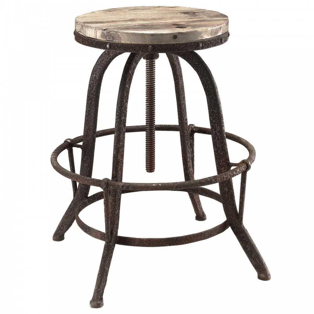 Collect Wood Top Bar Stool, Brown