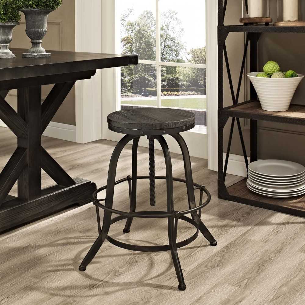 Collect Wood Top Bar Stool, Black