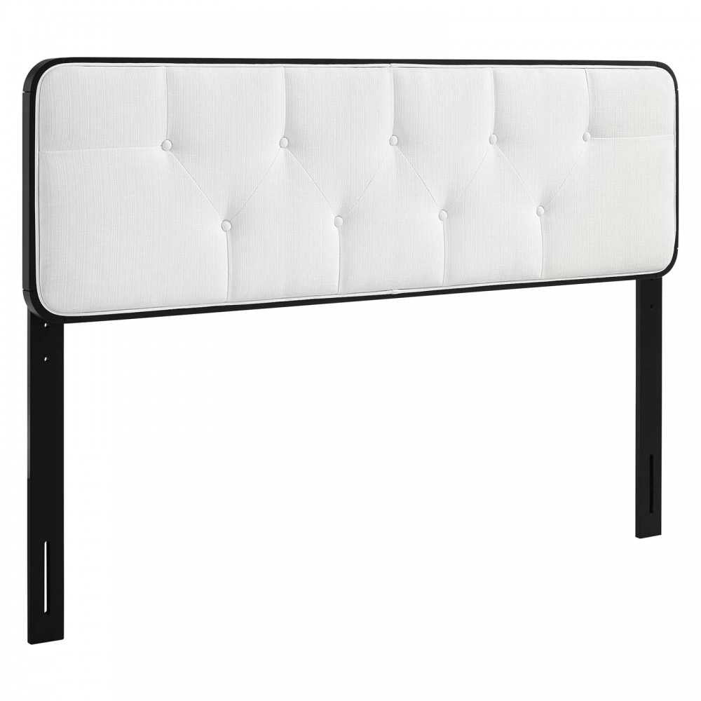 Collins Tufted Full Fabric and Wood Headboard, Black White