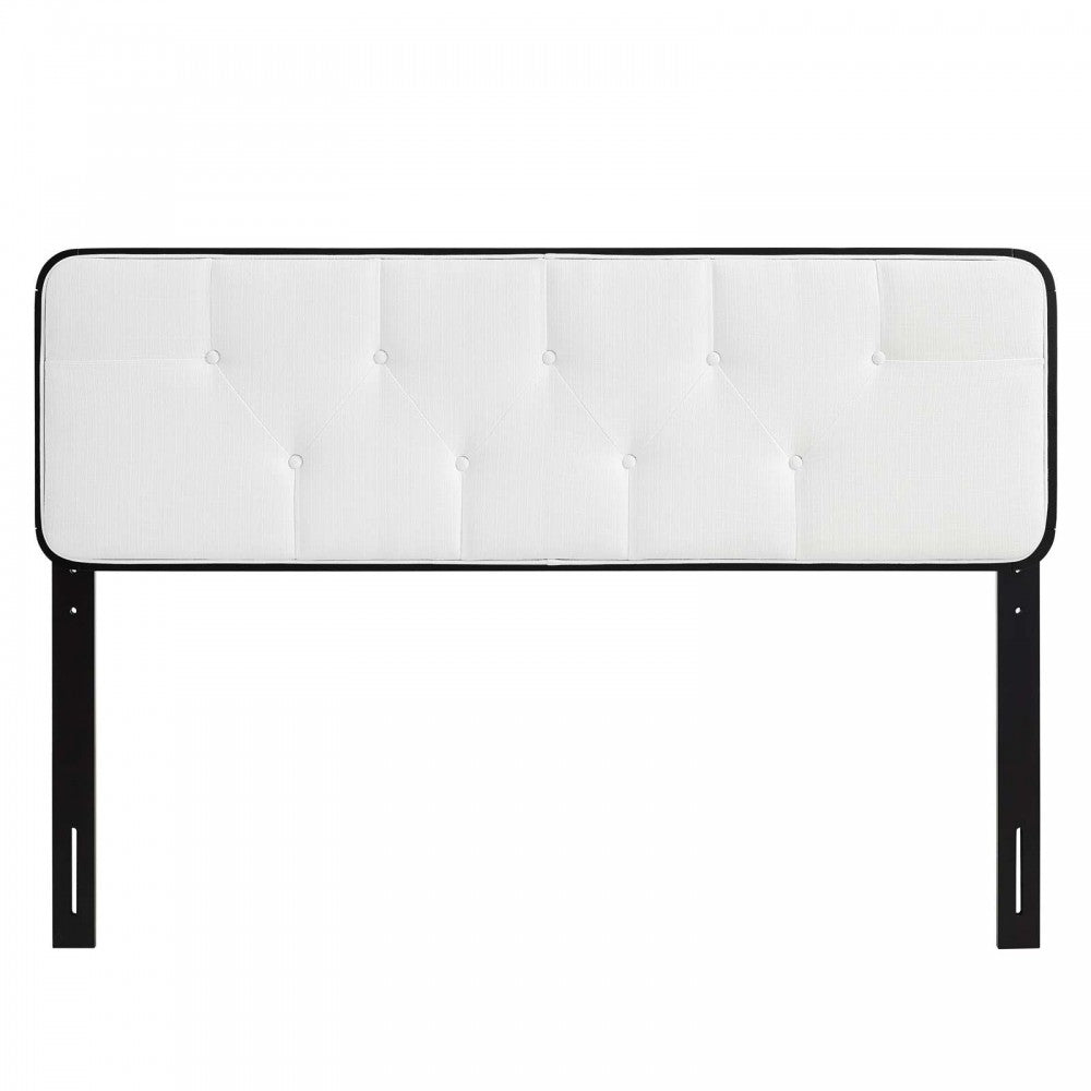 Collins Tufted Full Fabric and Wood Headboard, Black White