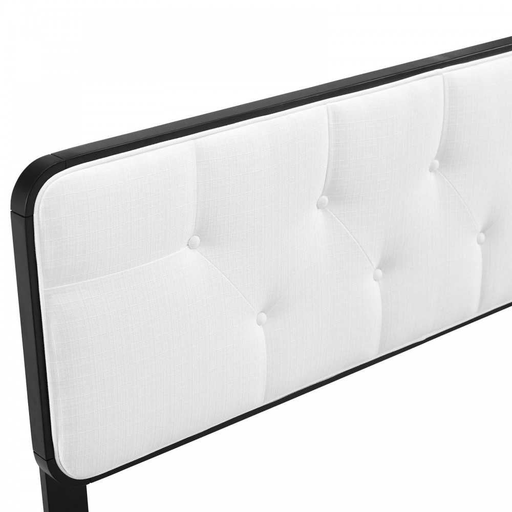 Collins Tufted Full Fabric and Wood Headboard, Black White