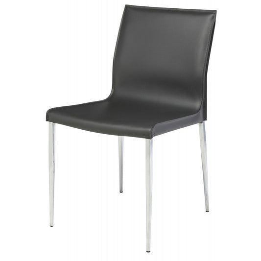 Colter Dark Gray Leather Dining Chair, HGAR396